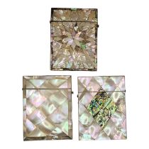 A COLLECTION OF THREE 19TH CENTURY MOTHER OF PEARL CALLING CARD CASES Rectangular form with