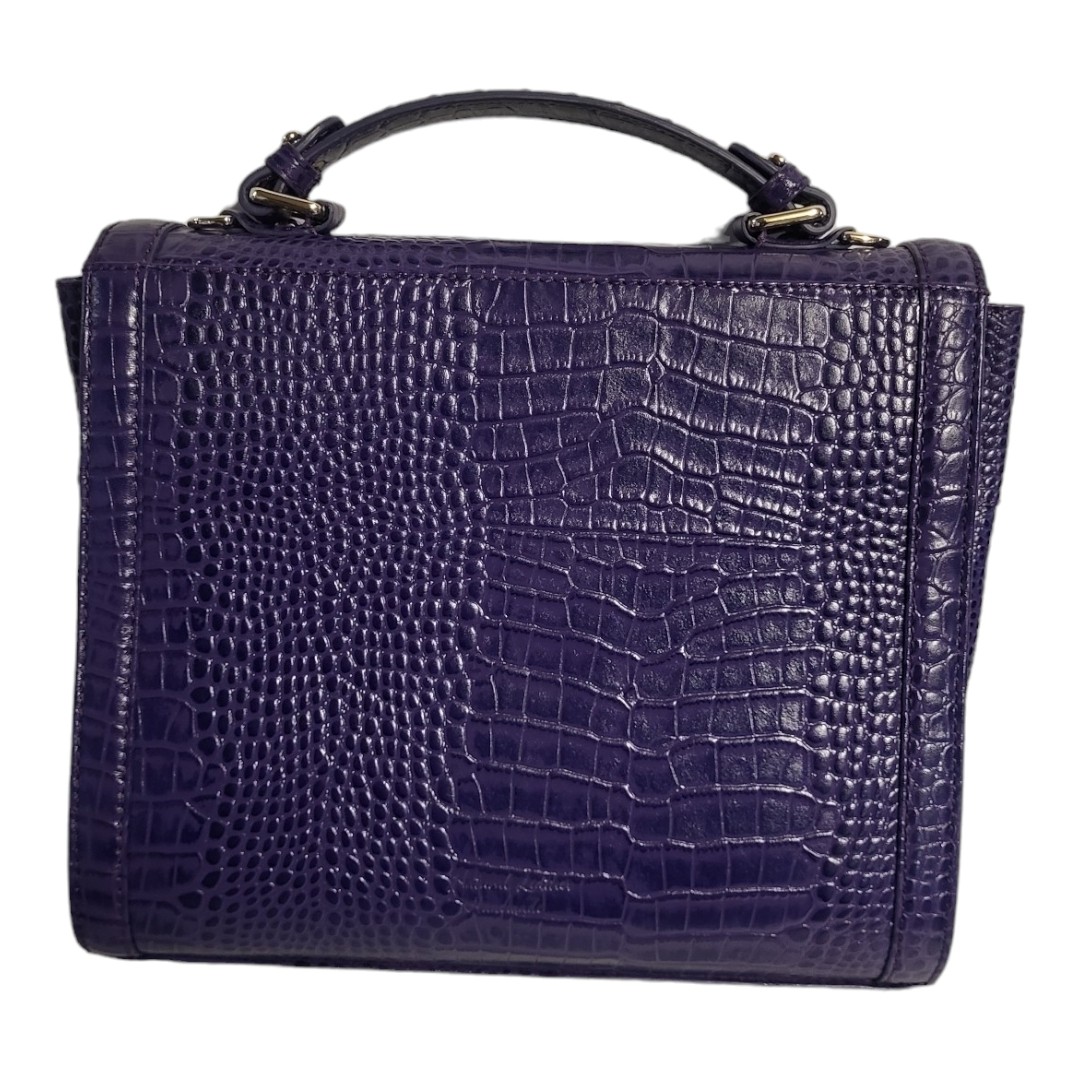 OSPREY, A VINTAGE PURPLE LEATHER HANDBAG Having a single handle, crocodile skin design and floral - Image 3 of 9