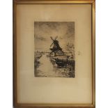 P. MATTHES, A 19TH CENTURY DUTCH BLACK AND WHITE ENGRAVING Windmill near a river, together with a