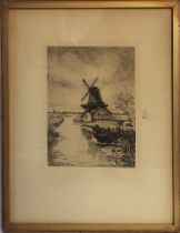 P. MATTHES, A 19TH CENTURY DUTCH BLACK AND WHITE ENGRAVING Windmill near a river, together with a