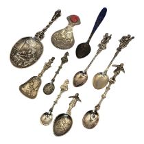 TWO 19TH CENTURY CONTINENTAL SILVER GERMAN/DUTCH TEA CADDY SPOONS The rounded bowls embossed in high