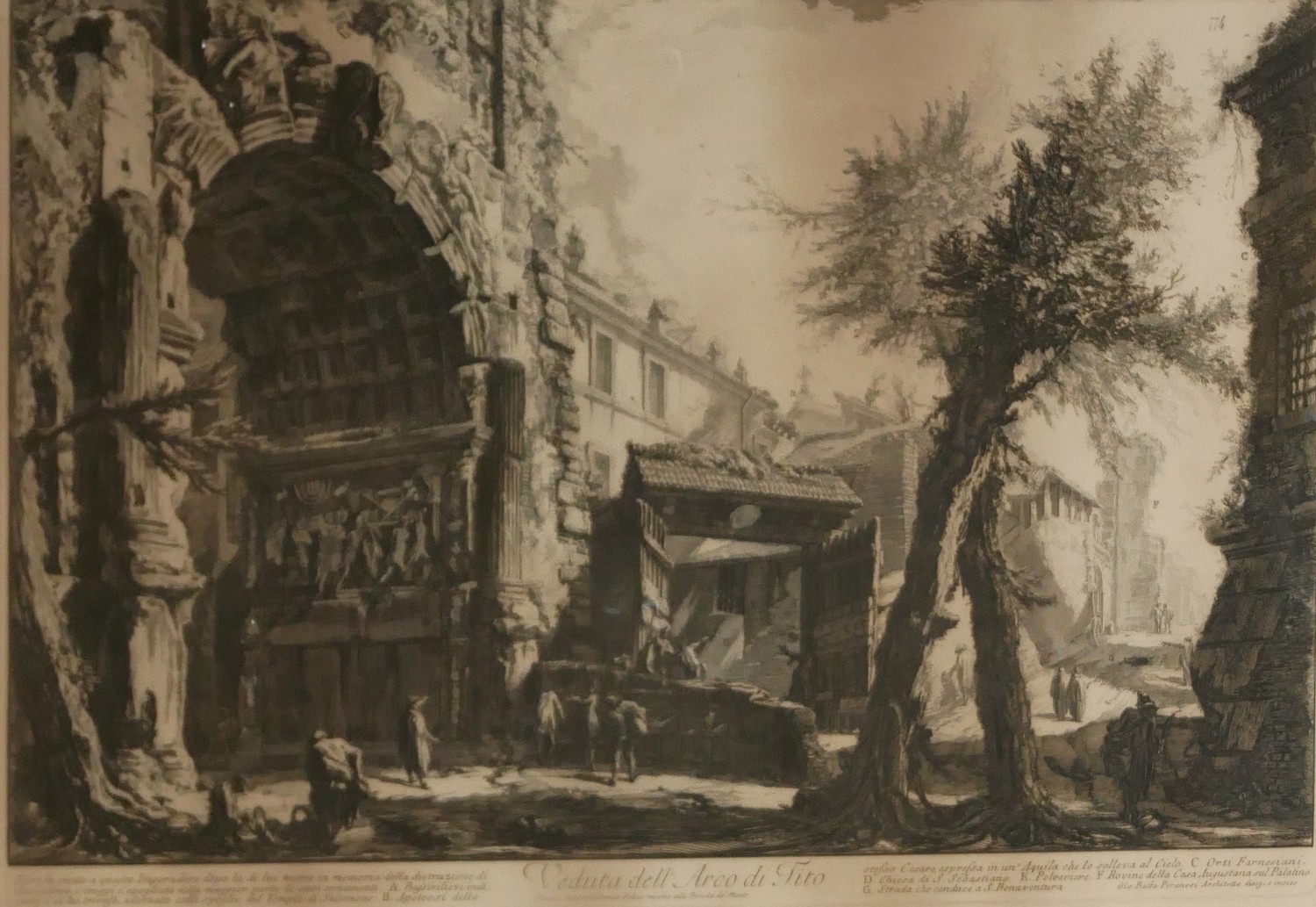 AFTER GIOVANNI BATTISTA PIRANESI, 1720 - 1788, AN ITALIAN BLACK AND WHITE LANDSCAPE ENGRAVING Titled - Image 3 of 5