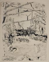 PIERRE BONNARD,1867 - 1947, A BLACK AND WHITE ETCHING Titled 'Le Parc Monceau', 1937, signed in