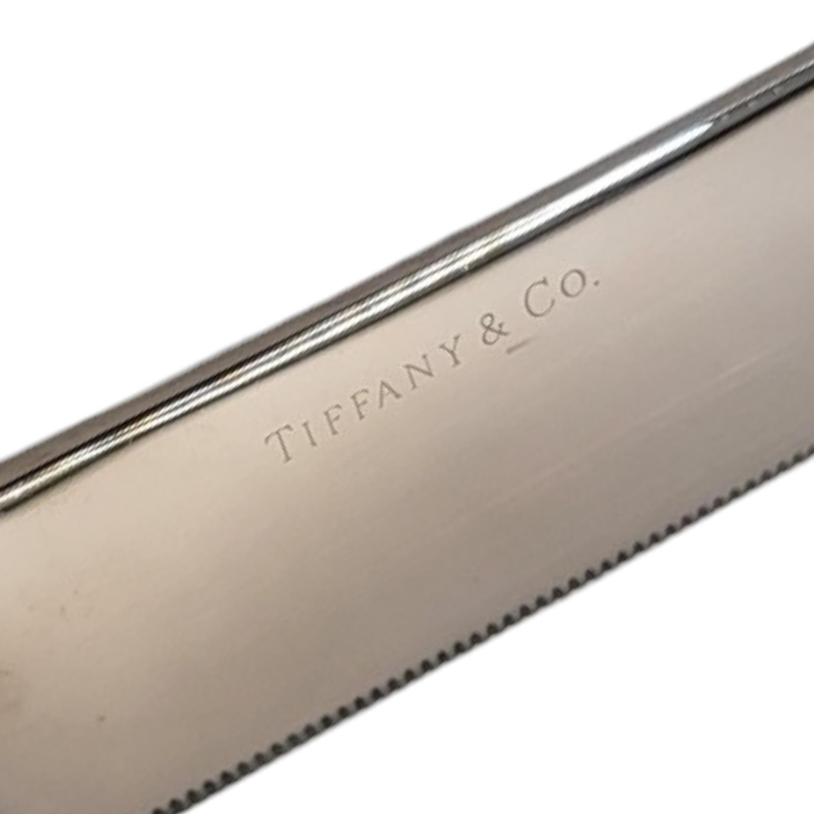 TIFFANY AND CO., A STERLING SILVER HANDLED WEDDING CAKE KNIFE Wheatsheaf design to handle and - Image 3 of 5