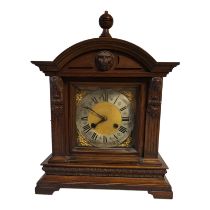AN EARLY 20TH CENTURY GERMAN TEUTONIA CLOCK COMPANY, AN OAK CASED 400 DAY ANNIVERSARY TABLE CLOCK,