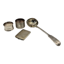 WILLIAM EATON, SPOON MAKER, AN EARLY VICTORIAN HALLMARKED SILVER SOUP LADLE London, 1843, two silver