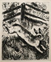 MARC CHAGALL, FRANCO-RUSSIAN, 1887 - 1985, LITHOGRAPH Titled ‘The Hare & The Frogs’, signed,