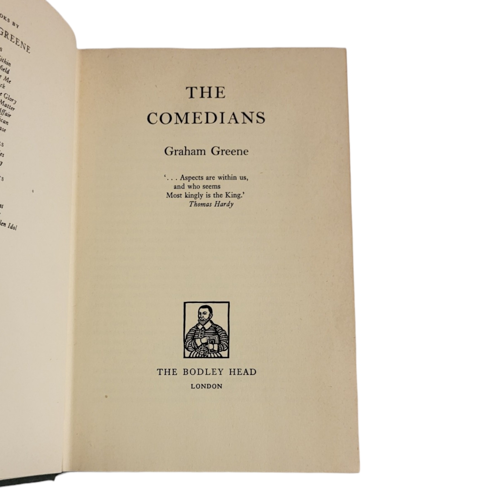 GRAHAM GREENE, THE COMEDIANS, DUST JACKET BY IVAN LAPPER First published for The Bodley Head Ltd, by - Image 4 of 9