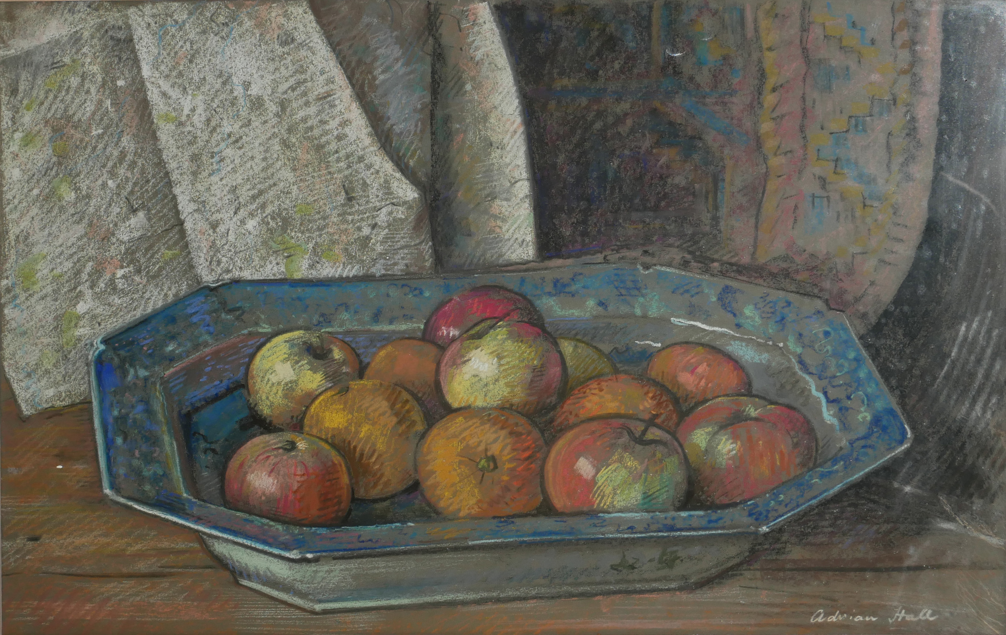 ADRIAN HALL (XX), A 20TH CENTURY ENGLISH SCHOOL PASTEL Still life, apples and oranges in a bowl, - Image 6 of 8