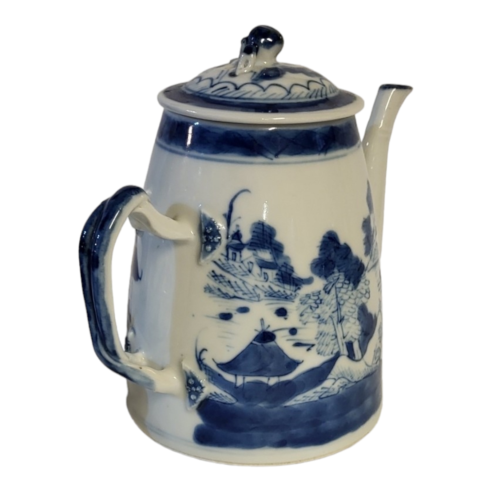 A 19TH CENTURY QING DYNASTY BLUE AND WHITE GINGER JAR AND COVER With continuous landscape view, - Image 2 of 11