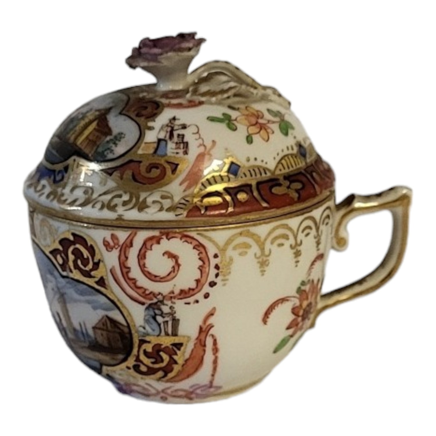 MEISSEN, AN 18TH CENTURY MINIATURE HARD PASTE PORCELAIN CUSTARD CUP AND COVER Designed after - Image 5 of 9
