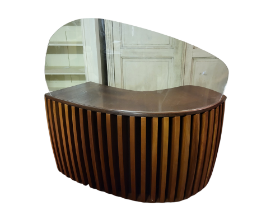 ALUN HESLOP, B. 1971, A STYLISH TROPICAL WENGE WOOD KIDNEY CENTREPIECE DESK The bow perspex screen