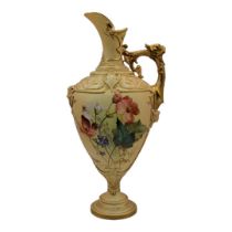 ROYAL WORCESTER, AN ART NOUVEAU PERIOD BLUSH IVORY PORCELAIN EWER, CIRCA 1900 Neoclassical form,