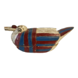 A 20TH CENTURY AFRICAN CARVED WOODEN AQUATIC BOX AND COVER Modelled as an exotic bird with painted