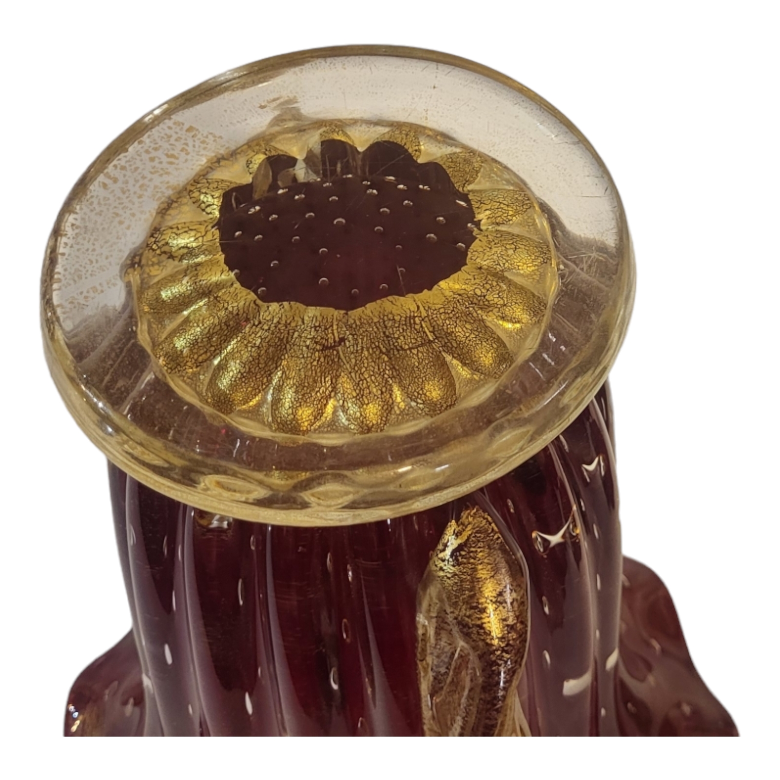 A MID 20TH CENTURY ITALIAN MURANO HAND BLOWN CAMPANA FORM ART GLASS VASE The body applied with - Image 6 of 7