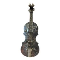 A LARGE 19TH CENTURY CONTINENTAL SILVER NOVELTY CELLO BOX Having a hinged compartment to rear and