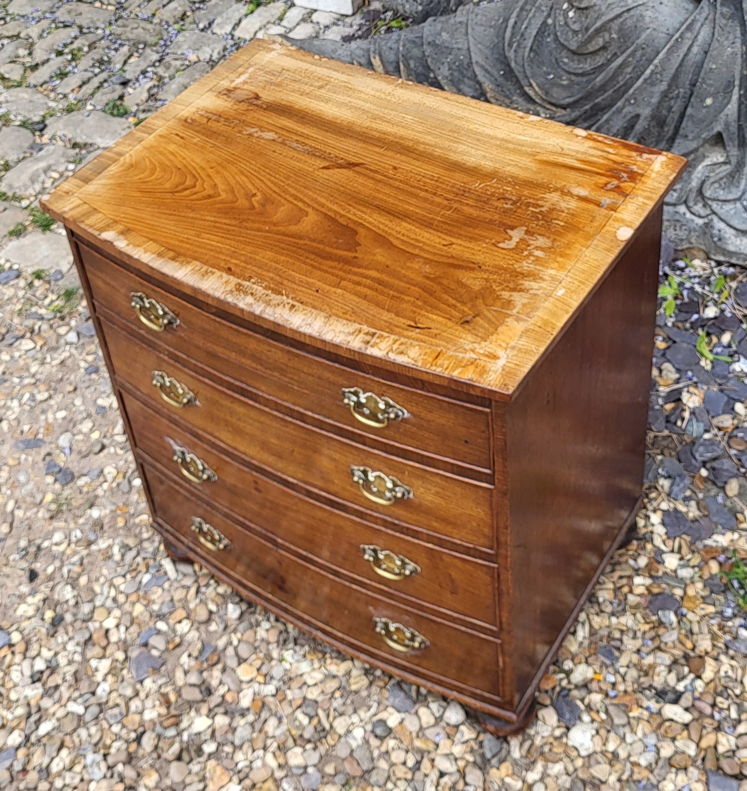 A 19TH CENTURY MAHOGANY BOW- FRONTED COMMODE The hinged lid and brass handle escutcheons, - Image 3 of 5