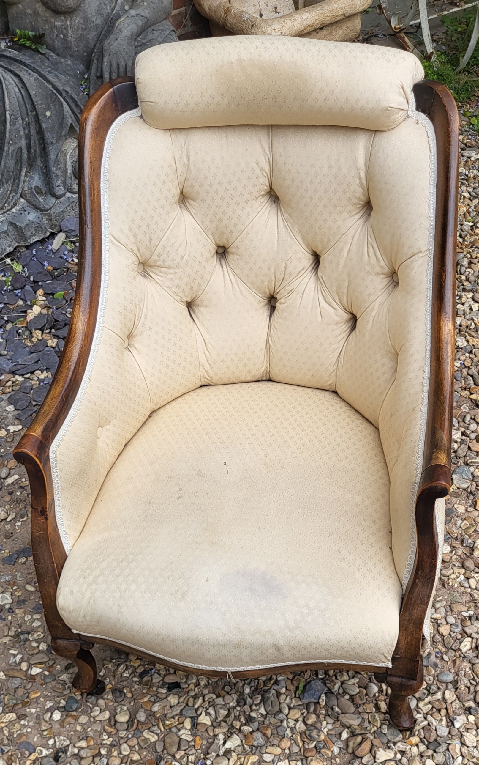 A VICTORIAN MAHOGANY TUB NURSING ARMCHAIR With cushioned headrest and button back upholstery on - Image 2 of 3