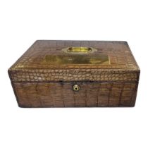 J.T. NEEDS OF PICCADILLY, A VICTORIAN CROCODILE SKIN AND BRASS DESPATCH BOX Having a single brass