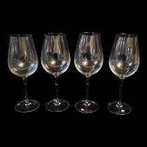 MOSER, CZECHOSLOVAKIA OF KARLOVY VARY FACTORY, A BOXED SET OF FOUR CRYSTAL GLASS LONG FACE PATTERN