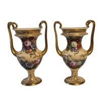 A PAIR OF IMPRESSIVE EARLY 19TH CENTURY COPELAND AND GARRETT LATE SPODE FELSPAR JEWELLED CAMPANA