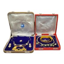 A COLLECTION OF VINTAGE INDIAN YELLOW METAL AND GEM SET JEWELLERY To include a bangle set with