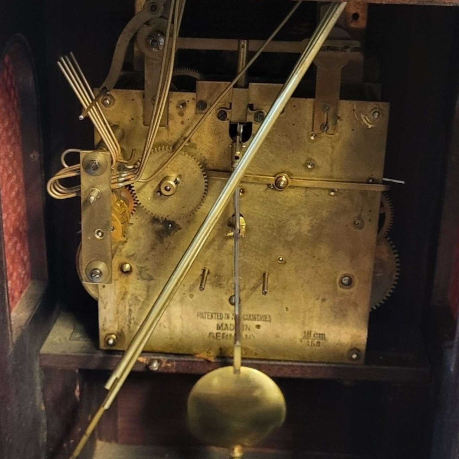 AN EARLY 20TH CENTURY GERMAN OAK MANTLE CLOCK Architectural form with dome top and carved - Image 3 of 5