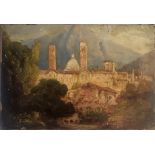 ATT. JOHN FREDERICK LEWIS, 1805 - 1876, OIL ON CANVAS Landscape view, Cathedral Santa Maria del