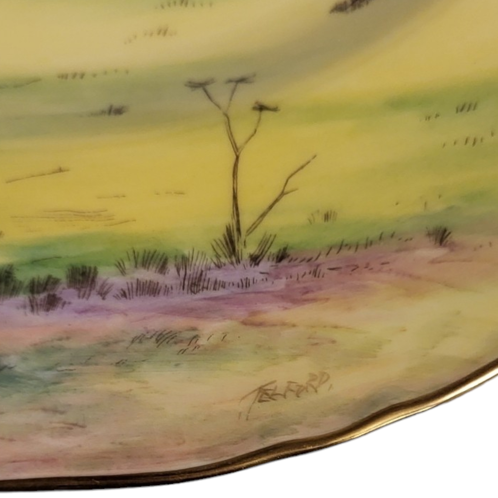 TELFORD FOR ROYAL WORCESTER, TOPOGRAPHICAL MID 20TH CENTURY PORCELAIN CABINET PLATE Underglaze - Image 2 of 5