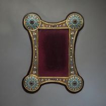 A RUSSIAN STYLE ENAMEL AND GILT METAL WORK PICTURE FRAME Borders having floral decoration and