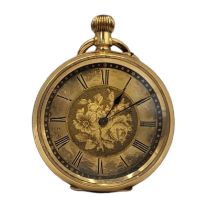 A 19TH CENTURY 18CT GOLD LADIES’ POCKET WATCH Gold tone dial with engraved initials to case and