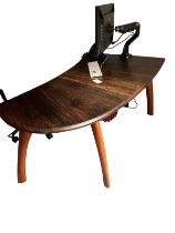 ALUN HESLOP, B. 1971, A STYLISH TROPICAL WENGE WOOD AND WALNUT DESK The wing top above three