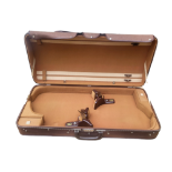 MEILE OF SWITZERLAND, A DOUBLE VIOLIN CASE With brown canvas cover and green velvet lining,