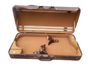 MEILE OF SWITZERLAND, A DOUBLE VIOLIN CASE With brown canvas cover and green velvet lining,