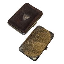 A VICTORIAN SILVER AND SNAKESKIN CALLING CARD CASE Having fitted leather interior, hallmarked