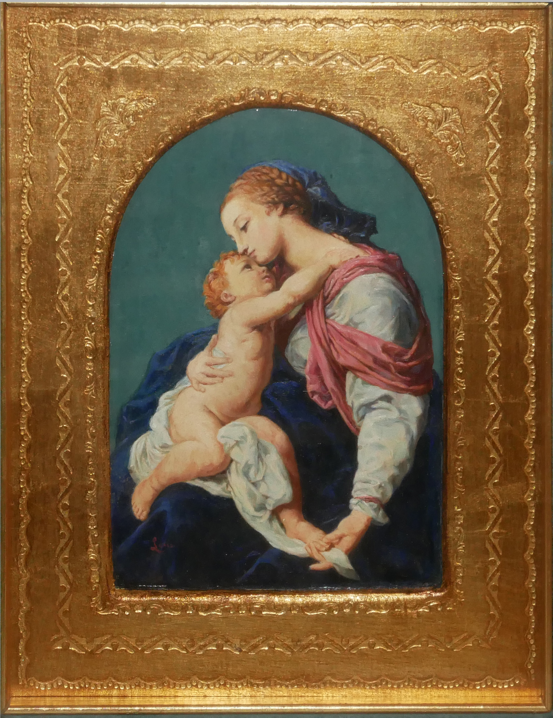 AFTER ANDREA SOLARI, 1460 - 1524, A PAIR OF 20TH CENTURY OILS ON PANEL ‘Madonna with the Green - Image 4 of 7