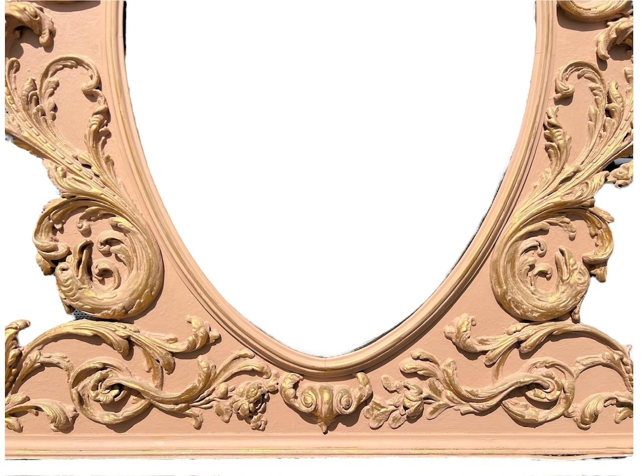 MANNER OF THOMAS CHIPPENDALE, A FINE CHINESE CHIPPENDALE DESIGN CARVED GILTWOOD AND PAINTED OVAL - Image 6 of 12