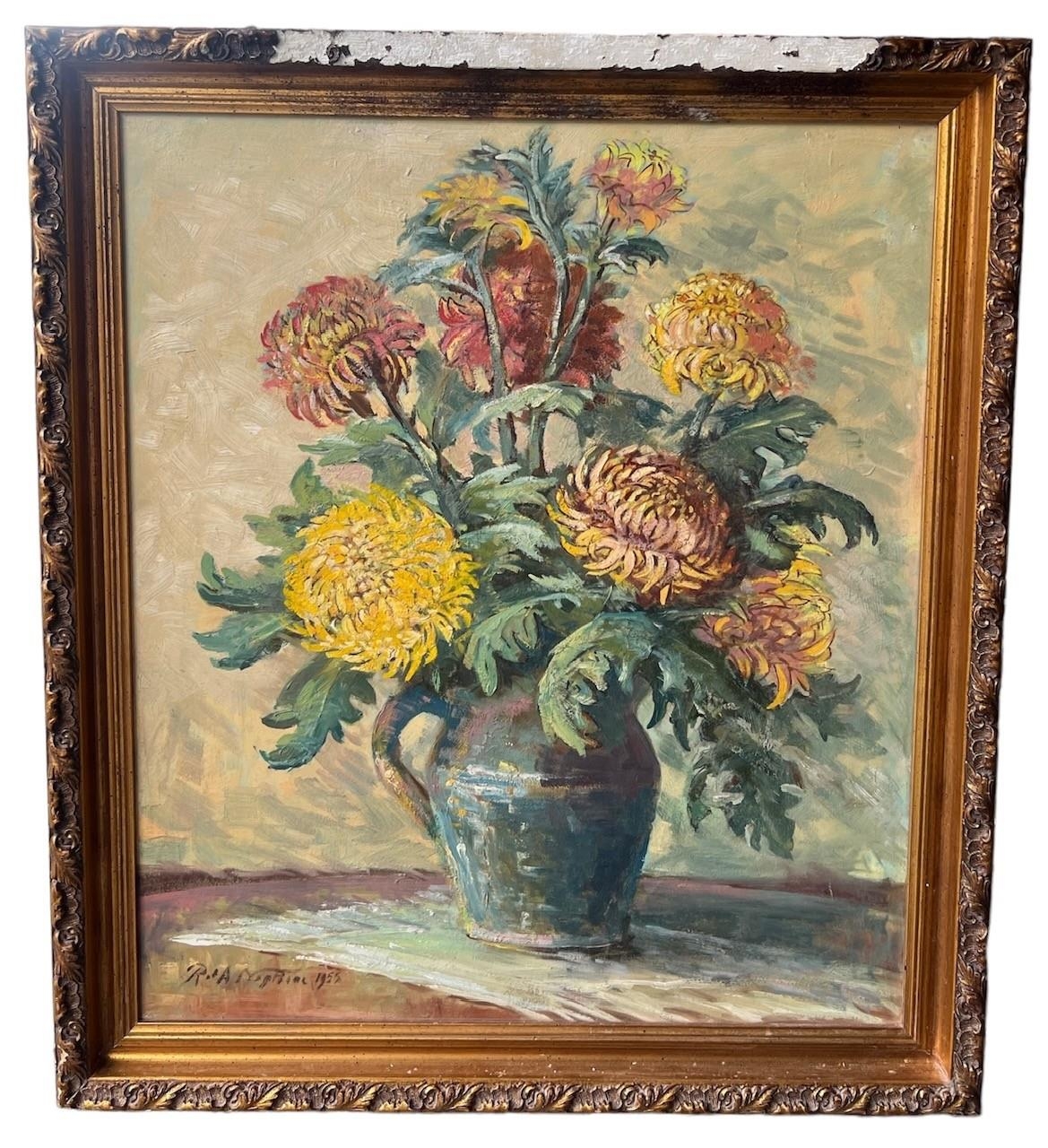 MANNER OF VINCENT VAN GOGH, A 20TH CENTURY IMPRESSIONIST OIL ON BOARD Still life, flowers and - Bild 2 aus 2