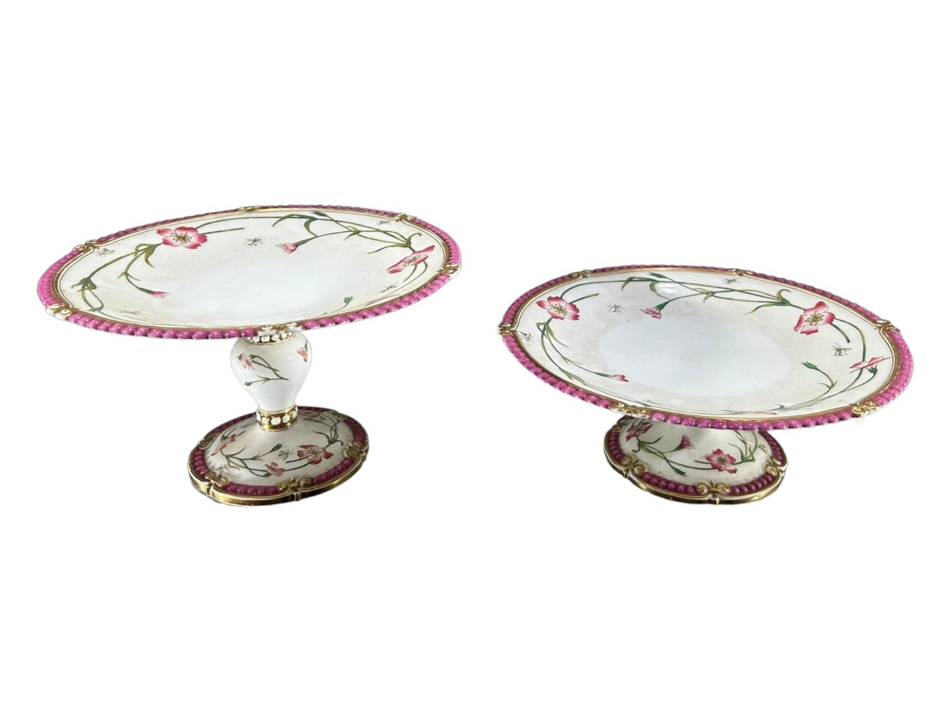 T.C. BROWN-WESTHEAD MOORE & CO., A 19TH CENTURY VICTORIAN PORCELAIN DESSERT TAZZAS AND PLATES - Image 2 of 5