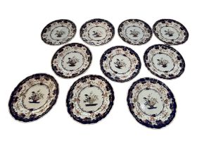 MASON’S, A COLLECTION OF TEN 19TH CENTURY IRONSTONE PLATES, ‘MORLEY’S’ PATTERN Decorated with