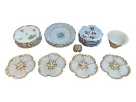 LIMOGES FOR GILMAN COLLAMORE & CO., NEW YORK, FOUR LATE 19TH CENTURY PORCELAIN CRUDITÉS DISHES,