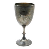 ROBERT HARPER, A VICTORIAN SILVER GOBLET Hallmarked London, 1875, having chased and engraved