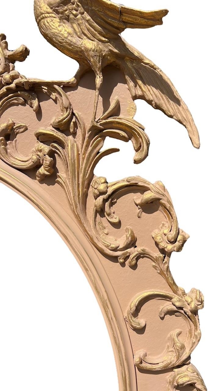MANNER OF THOMAS CHIPPENDALE, A FINE CHINESE CHIPPENDALE DESIGN CARVED GILTWOOD AND PAINTED OVAL - Image 9 of 12