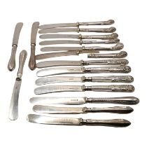 YATES BROTHERS, SIX GEORGE V SILVER PISTOL GRIP HANDLE BUTTER KNIVES, HALLMARKED SHEFFIELD, 1916,