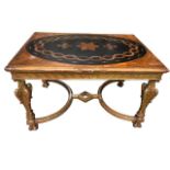 A 19TH CENTURY FRENCH RÉGENCE DESIGN CARVED GILTWOOD CENTRE TABLE TOP Inserted oval panel and inlaid