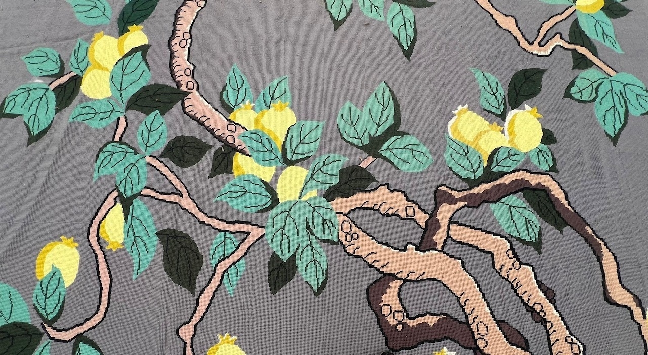 A MASSIVE NEEDLEWORK LEMON TREE (1950-60) ALL WOOL CANVAS CARPET/RUG. (790 x 470cm) Along with - Image 11 of 23