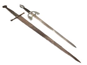 TWO 20TH CENTURY SPANISH SWORDS, ONE BEING THE TOLEDO TIZONA SWORD OF THE CHAMPION CID.