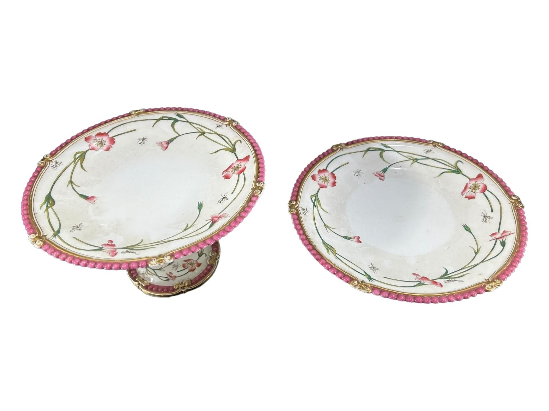 T.C. BROWN-WESTHEAD MOORE & CO., A 19TH CENTURY VICTORIAN PORCELAIN DESSERT TAZZAS AND PLATES - Image 3 of 5