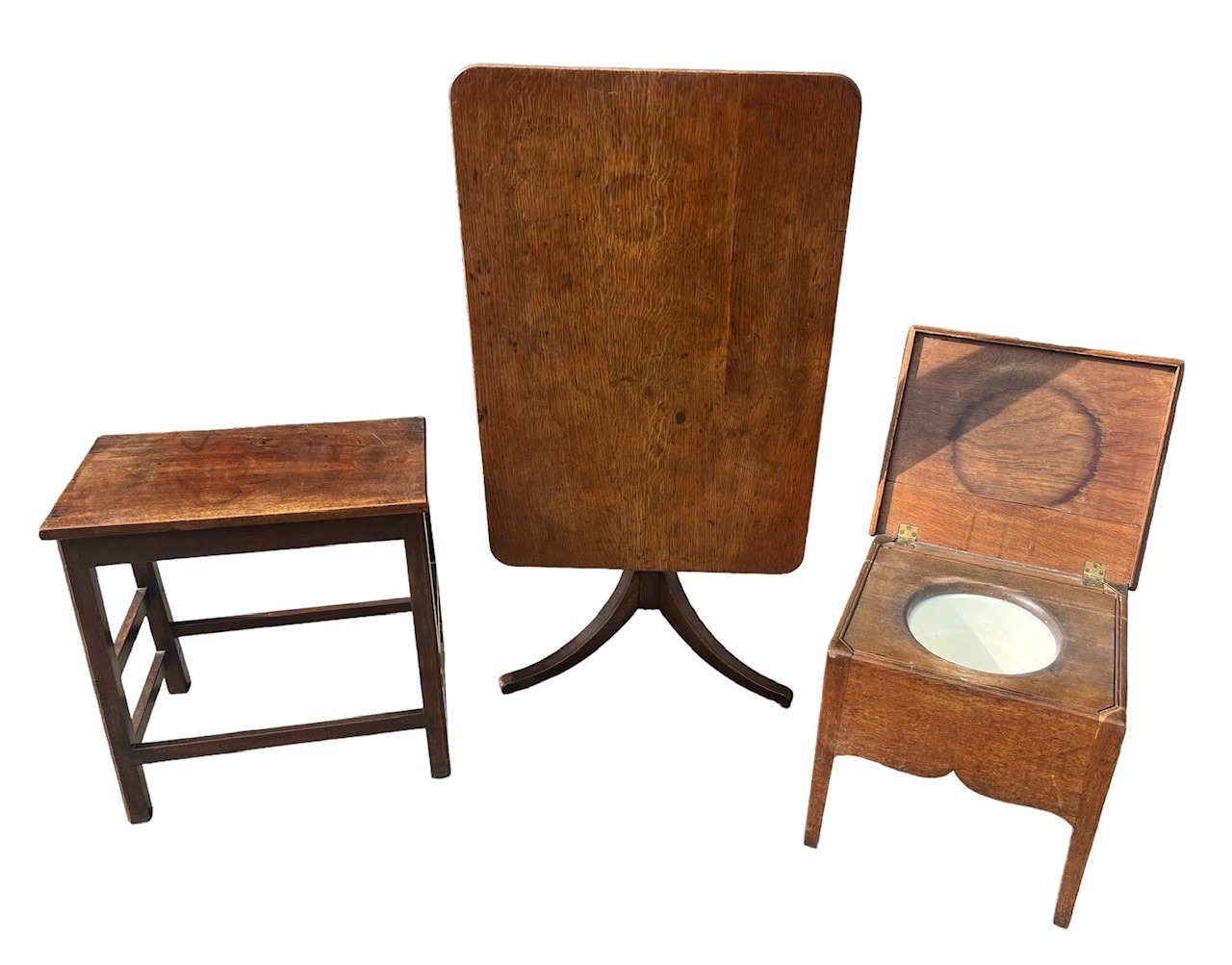 A COLLECTION OF 18TH CENTURY FURNITURE To include an oak tilt top breakfast table, oak commode and a - Image 2 of 2