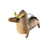 AMLASH-STYLE TERRACOTTA BULL RHYTON Having a modelled spout mouth, signed monogram to buttocks. (h